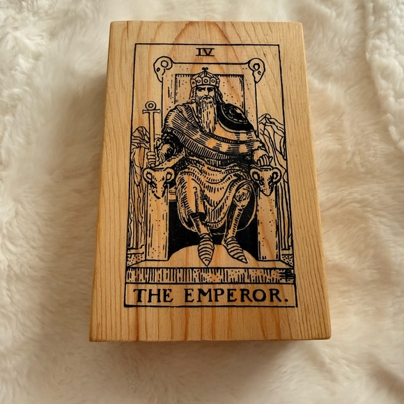 Other - Handmade Wood Tarot Box "The Emperor" + Full Rider Waite Deck